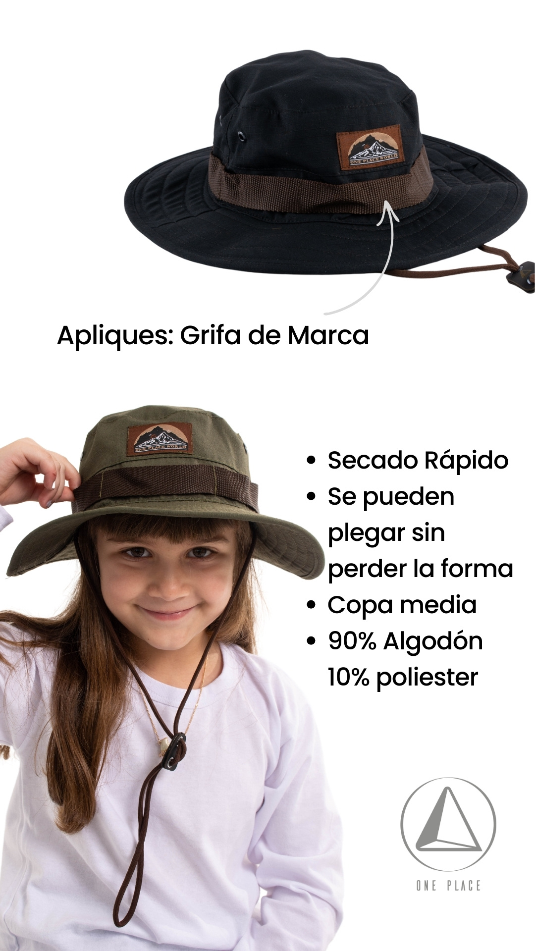 Apliques: Grifa de Marca Secado Rápido  Se pueden plegar sin perder la forma  Copa media 90% Algodón 10% poliester